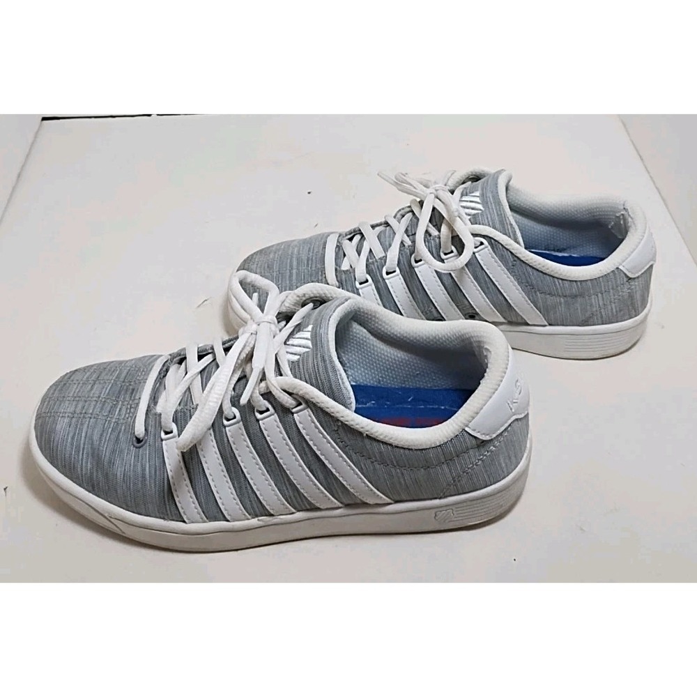 K-Swiss Sneakers Women's 6.5 Gray Canvas Tennis Shoes White Stripes Kswiss - Picture 4 of 13